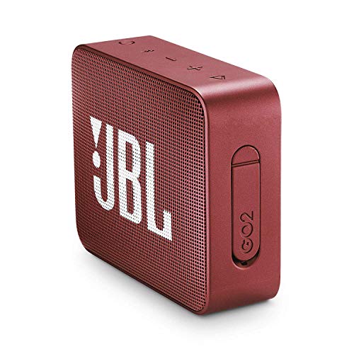 JBL GO 2 - Altavoz inalámbrico portátil con Bluetooth, resistente al agua (IPX7), hasta 5 h de reproducción con sonido de alta fidelidad, rojo