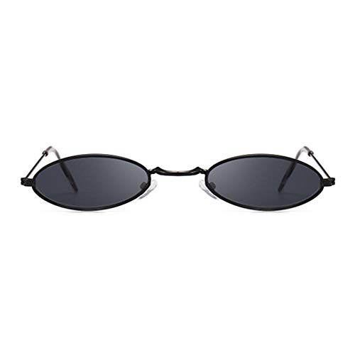 Jbwlkj Gafas de Sol de Moda para Mujer Gafas de Sol ovales Famosas Gafas de Sol de Marca Mujer Marcos de Rayos Redondos Negros Pequeñas Gafas-Blackgray