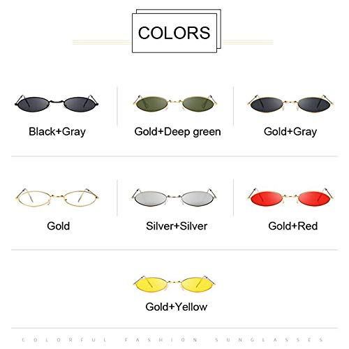 Jbwlkj Gafas de Sol de Moda para Mujer Gafas de Sol ovales Famosas Gafas de Sol de Marca Mujer Marcos de Rayos Redondos Negros Pequeñas Gafas-Blackgray