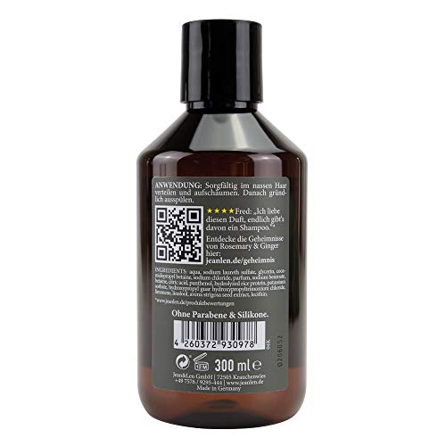 Jean & Len - Champú hidratante para cabello seco y quebradizo, sin parabenos ni siliconas, 300 ml, paquete de 2 unidades