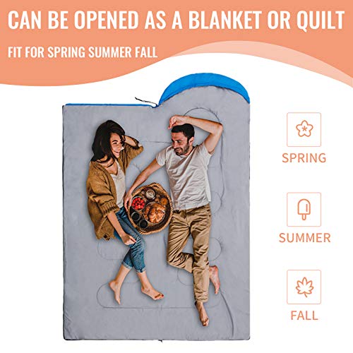 JEAOUIA Saco de Dormir para Acampar - Ligero - Compacto - Impermeable - Saco de Dormir para Adultos, Compacto de 3 Estaciones para Senderismo, Viajes, Interiores y Exteriores