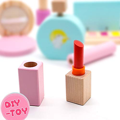 jerryvon Maquillaje Niñas - Juguetes de Madera Maquillaje Infantil Juguetes Niñas 3 Años 4 Años 5 Años Kit de Maquillaje Regalo Niña con 16 PCS
