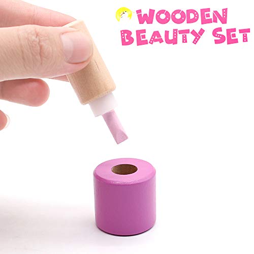 jerryvon Maquillaje Niñas - Juguetes de Madera Maquillaje Infantil Juguetes Niñas 3 Años 4 Años 5 Años Kit de Maquillaje Regalo Niña con 16 PCS