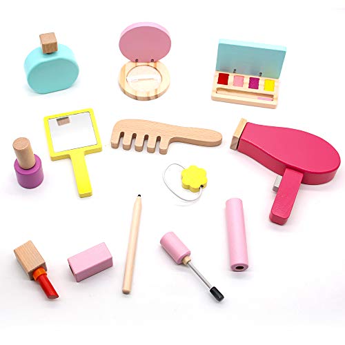 jerryvon Maquillaje Niñas - Juguetes de Madera Maquillaje Infantil Juguetes Niñas 3 Años 4 Años 5 Años Kit de Maquillaje Regalo Niña con 16 PCS