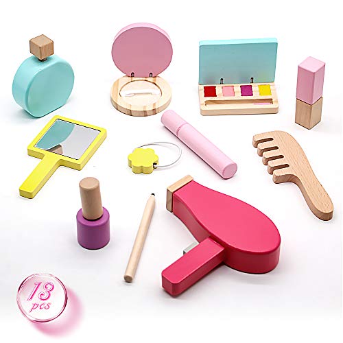 jerryvon Maquillaje Niñas - Juguetes de Madera Maquillaje Infantil Juguetes Niñas 3 Años 4 Años 5 Años Kit de Maquillaje Regalo Niña con 16 PCS