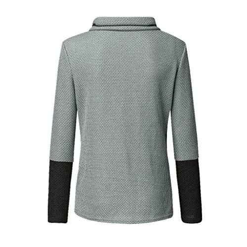 Jerseys De Punto para Mujer Cuello de Tortuga Manga Larga Suelto Prendas de Punto Suéter Irregular Contraste Chaqueta de Color Tops Cálido Otoño Invierno riou