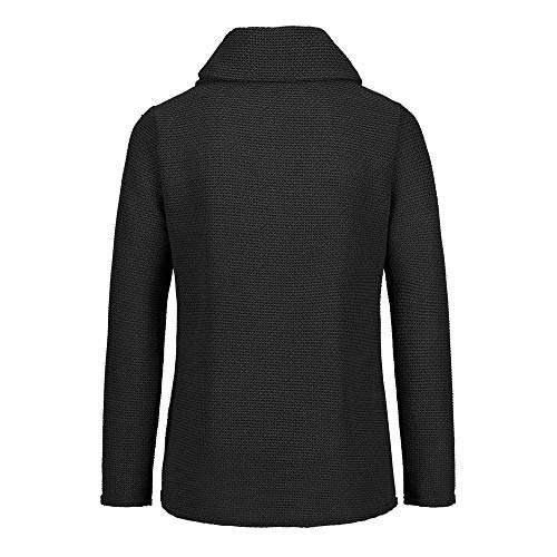 Jerseys De Punto para Mujer Cuello de Tortuga Manga Larga Suelto Prendas de Punto Suéter Irregular Jerséis Collar de la Pila Tops Cálido Otoño Invierno riou (z-Black, S)