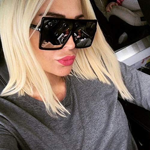 Jessicadaphne Moda Big Square Shape Mujeres Hombres Gafas de Sol UV400 Gafas de Sol Gafas de Sol All-Match Gafas de Sol Marco de PC Lente de Resina