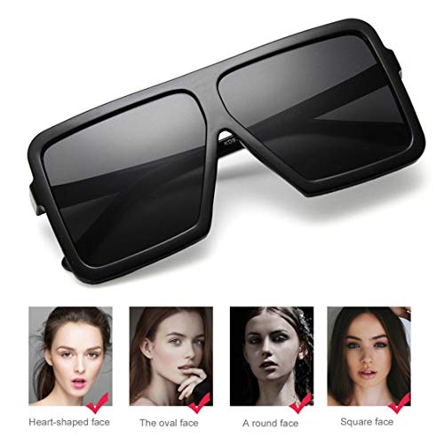 Jessicadaphne Moda Big Square Shape Mujeres Hombres Gafas de Sol UV400 Gafas de Sol Gafas de Sol All-Match Gafas de Sol Marco de PC Lente de Resina