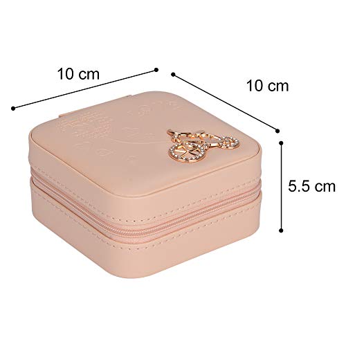 JessLab Caja Joyero, Doble Capa Joyero Pequeña Organizador Joyas Joyero de Viaje para Mujer Anillos, Aretes, Pulseras y Collares Vanidad - Rosado