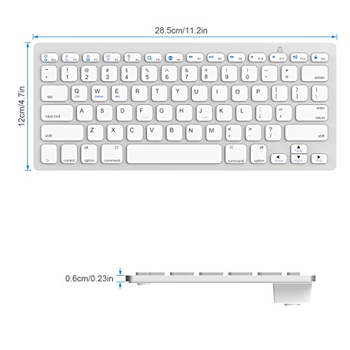 JETech 2156-KB-BT-UNIVERSAL-WH - Teclado (Mini, Inalámbrico, Bluetooth, Interruptor mecánico, Blanco)