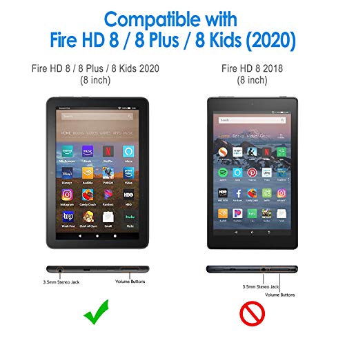 JETech Funda Compatible con Tableta El Todos Nuevo Amazon Fire HD 8 y Fire HD 8 Plus (10a Generación, versión 2020), Cubierta Elegante con Auto-Sueño/Estela, Negro