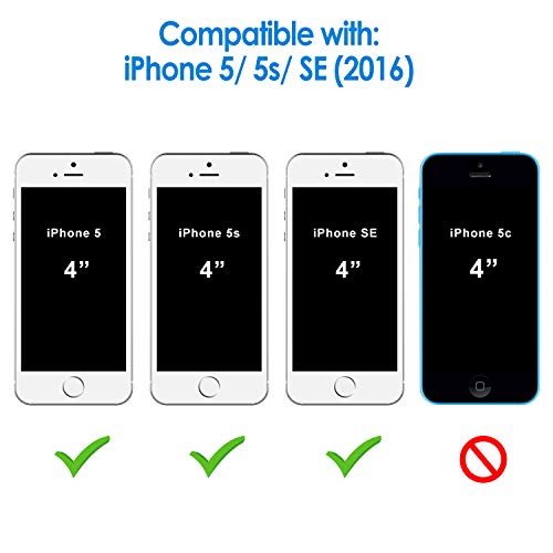 JETech Funda Compatible iPhone SE (2016 Modelo) iPhone 5S iPhone 5, Carcasa con Fibra de Carbono, Anti-choques, Gris