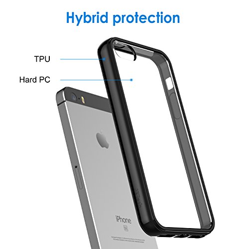 JETech Funda Compatible iPhone SE 2016 (NO es Compatible 2020) 5s 5, Carcasa Anti-Choques/Arañazos, Negro