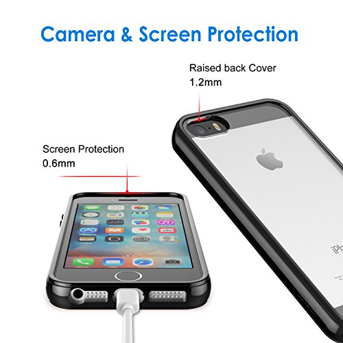 JETech Funda Compatible iPhone SE 2016 (NO es Compatible 2020) 5s 5, Carcasa Anti-Choques/Arañazos, Negro