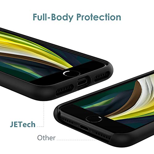 JETech Funda de Silicona Compatible iPhone 8/7/SE 2020, 4,7", Sedoso-Tacto Suave, Cubierta a Prueba de Golpes con Forro de Microfibra, Negro