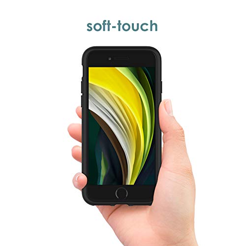 JETech Funda de Silicona Compatible iPhone 8/7/SE 2020, 4,7", Sedoso-Tacto Suave, Cubierta a Prueba de Golpes con Forro de Microfibra, Negro