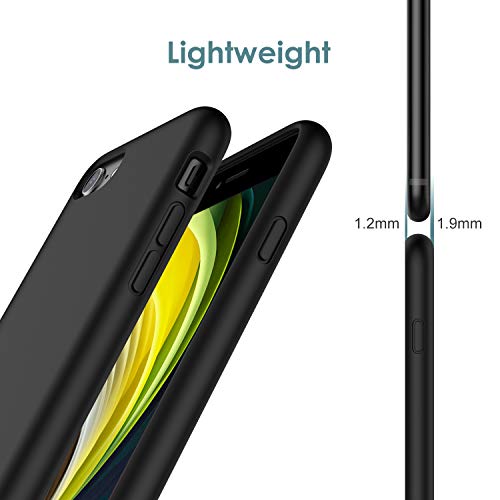 JETech Funda de Silicona Compatible iPhone 8/7/SE 2020, 4,7", Sedoso-Tacto Suave, Cubierta a Prueba de Golpes con Forro de Microfibra, Negro