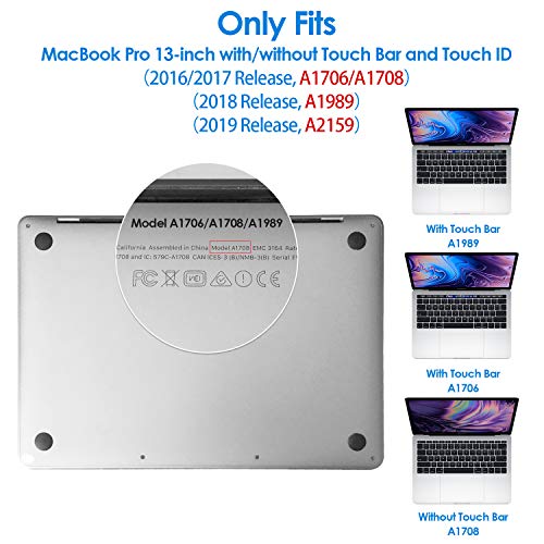 JETech Funda para MacBook Pro 13" 2019/2018/2017/2016 (A2159/A1989/A1706/A1708), Rígida Protecta de la Carcasa, Negro Escarcha