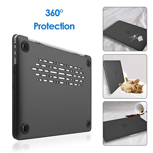 JETech Funda para MacBook Pro 13" 2019/2018/2017/2016 (A2159/A1989/A1706/A1708), Rígida Protecta de la Carcasa, Negro Escarcha