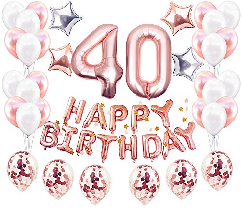 JeVenis 38 Piezas Decoraciones para el 40 cumpleaños Suministros para la Fiesta del 40 cumpleaños Adulto