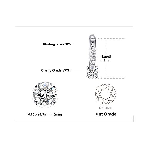 JewelryPalace 1ct Cubic Zirconia cuelgan los pendientes Plata de ley 925