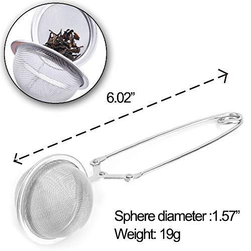 JEZOMONY Colador de té de Hojas Sueltas y Malla de té Colador de Acero Inoxidable con Mango (Paquete de 4) Infusor de té en Forma de Bola y filtros