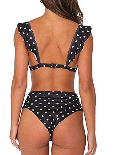 JFAN Mujer Traje de Baño Bikini Punto de Onda Ruffle Conjunto de Bikini de Playa Acolchado Bañador