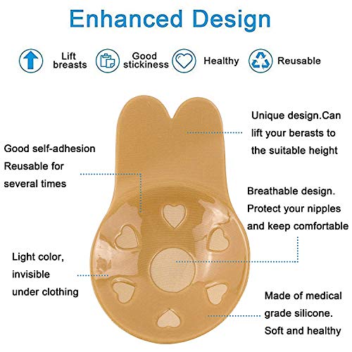 JFan Sujetador Invisible Coneja para Mujer Silicona Push Up Sujetadores Adhesivos Invisibles Reutilizable Pezón