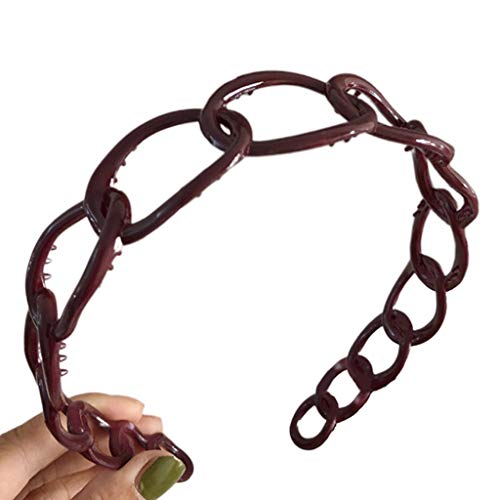 JHFF - Cinta de Pelo Antideslizante de plástico para Mujer, con eslabón para debilitar, plástico, Granate, Einheits größe