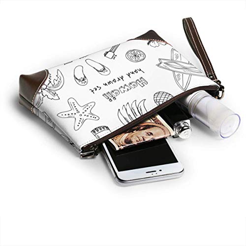 JHGFG Símbolos e íconos de Hawái, incluida la Falda de Hula Bolso de Mano de Cuero con impresión 3D HD, Bolso de Maquillaje Bolso de Mano Monedero Cartera de Mano Cartera de teléfono Monedero de Dine