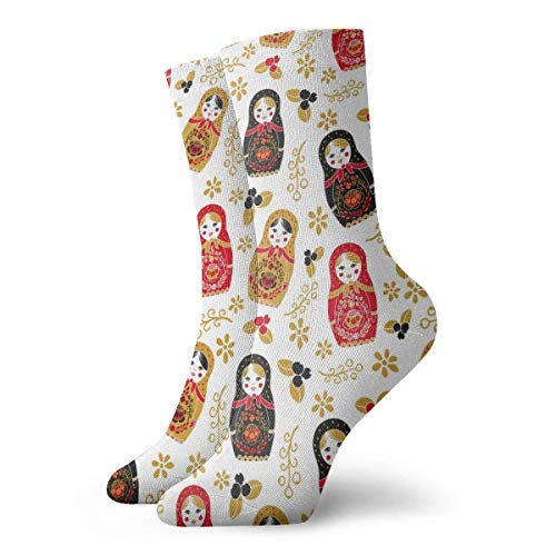 Jhonangel Calcetines rusos tradicionales unisex de la muñeca rusa Los mejores calcetines locos Calcetines de novedad 30 cm / 11.8 pulgadas