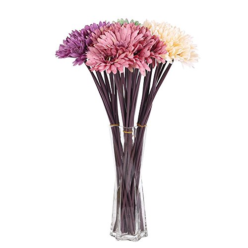 Jia Hu - 8 de flores de gerbera artificiales de seda, para decoración de casa u oficina, azul