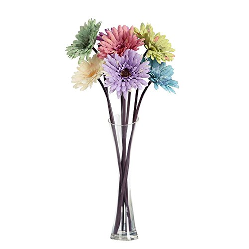 Jia Hu - 8 de flores de gerbera artificiales de seda, para decoración de casa u oficina, azul