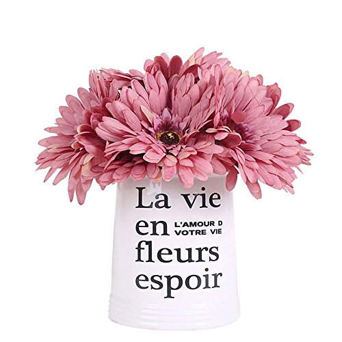 Jia Hu - 8 de flores de gerbera artificiales de seda, para decoración de casa u oficina, azul