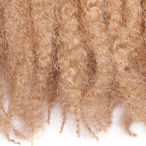 JIAFATIAN 3 Paquete/Lote Afro Rizado Rizado Trenzas Cabello Extensiones Sintético Giro Tejer Trenza Alto Temperatura Fibra Cabello Tejido 100g/pcs (3pc 18Inch), Blonde