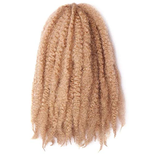 JIAFATIAN 3 Paquete/Lote Afro Rizado Rizado Trenzas Cabello Extensiones Sintético Giro Tejer Trenza Alto Temperatura Fibra Cabello Tejido 100g/pcs (3pc 18Inch), Blonde