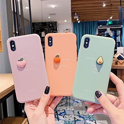 JIAHUI Funda De Teléfono con Patrón De Aguacate De Fruta 3D para iPhone XR XS MAX X 11 8 7 6 6S Plus Lovely Cubierta Trasera Bonita De Protección De Silicona Suave (Aguacate,For iPhone XS)