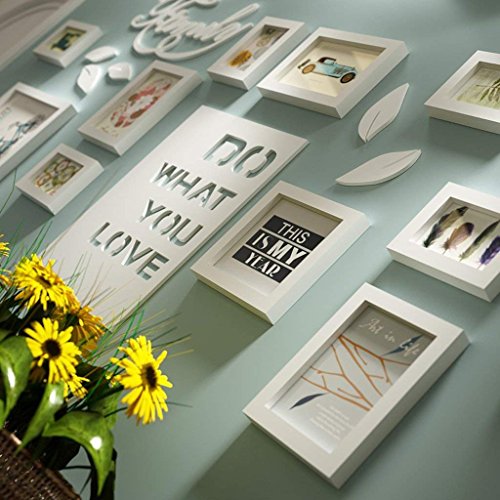 JIAJU Marco de Fotos Carta de Collage Dormitorio Pastoral Sala de Estar Madera Maciza Creativo Creativo Creativo de Pared Adorno de Pared Marco de Marco de Fotos Marco de Pared (Color: Todo Blanco)