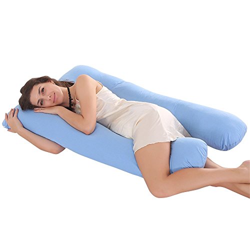 Jian Ya NA - Almohada de lactancia en forma de U para dormir lateral, almohada de algodón cómoda para dormir, cojín de lactancia para bebé, funda de almohada con cremallera