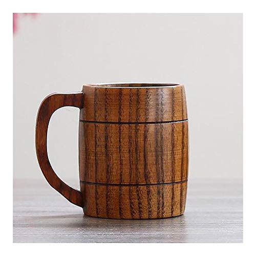 Jiangqiao - Taza de café de madera hecha a mano clásica de madera natural, taza de café, té y leche, cerveza, 350 ml