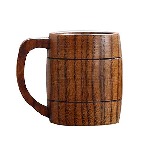 Jiangqiao - Taza de café de madera hecha a mano clásica de madera natural, taza de café, té y leche, cerveza, 350 ml