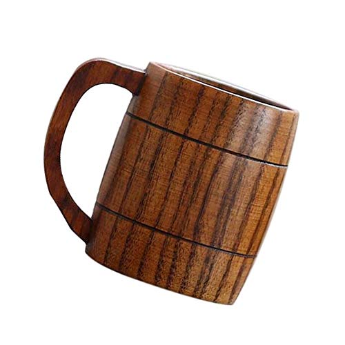 Jiangqiao - Taza de café de madera hecha a mano clásica de madera natural, taza de café, té y leche, cerveza, 350 ml