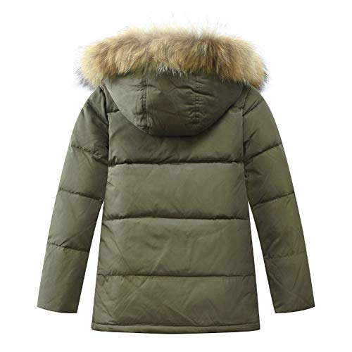 JIANYE Abrigo Plumas Niño Chaquetas Plumas Niños Abrigo Invierno Caliente Chaqueta Invierno Parka Abrigo Chaqueta con Capucha Ejército Verde 120