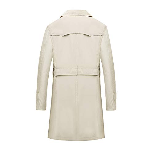 JIANYE Gabardina Hombre Abrigo Largo Clásico Slim Fit Chaquetas Ocio Solapa Gabardinas con Cinturón Caqui 2XL