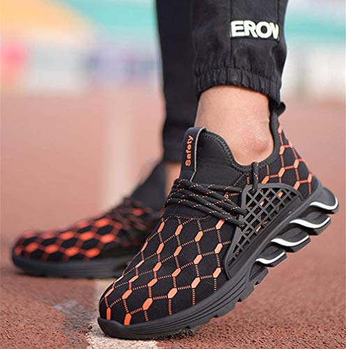 JIEFU Zapatos de Seguridad para Hombres Zapatos de Trabajo Ligeras con Puntera de Acero Zapatos de Deporte Transpirables de Construcción Industrial con Suela de Kevlar Anti-perforación,Black a,44