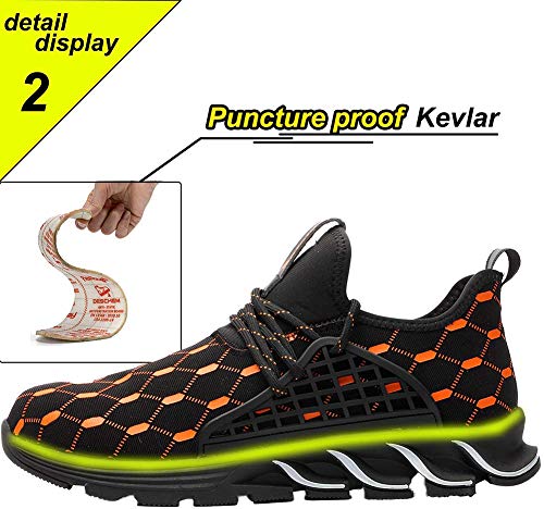 JIEFU Zapatos de Seguridad para Hombres Zapatos de Trabajo Ligeras con Puntera de Acero Zapatos de Deporte Transpirables de Construcción Industrial con Suela de Kevlar Anti-perforación,Black a,44