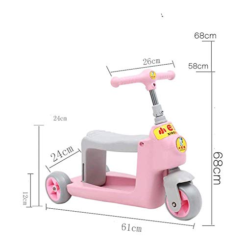 JIEJIE Niños Scooters Pueden Sentarse y tobogán, 1-3 años de Edad de iniciación del Patinador niños y niñas, Vespa de los niños, Pedal 2 Años de Edad Yo Coche Coche de bebé D 61x24x68cm QIANGQIANG