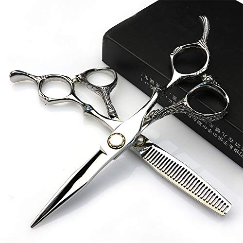 JIEKES Tijeras Peluqueria El corte de pelo tijeras Kit 440C tijeras de peluquería adelgazamiento por corte de bordes rectos de Shear Tijeras del pelo de peluquero estilista (6 pulgadas /17.5cm) Hair S