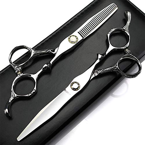 JIEKES Tijeras Peluqueria El corte de pelo tijeras Kit 440C tijeras de peluquería adelgazamiento por corte de bordes rectos de Shear Tijeras del pelo de peluquero estilista (6 pulgadas /17.5cm) Hair S